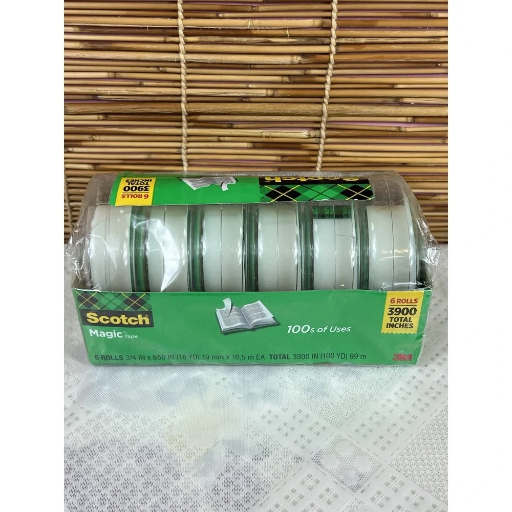 Scotch 6122 Magic Office Tape and Refillable Dispenser, Clear - 6 Pack New